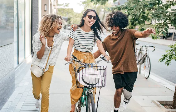 Friends on bike