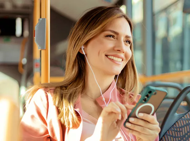 Woman in a bus