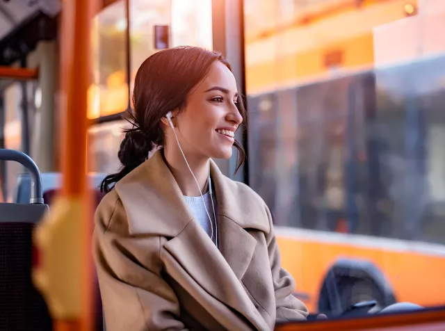 Woman in a bus