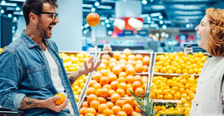 Couple in supermarket