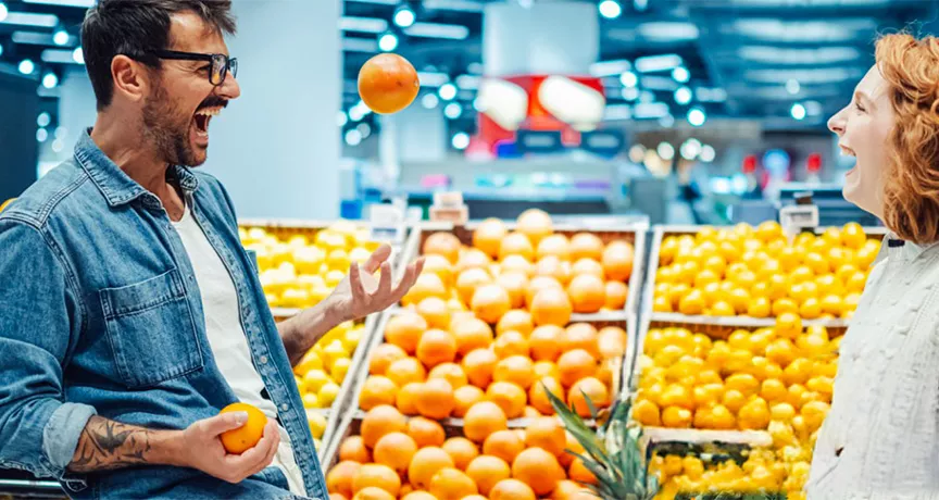 Couple in supermarket