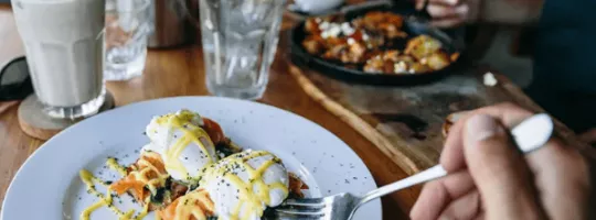 Someone eating brunch